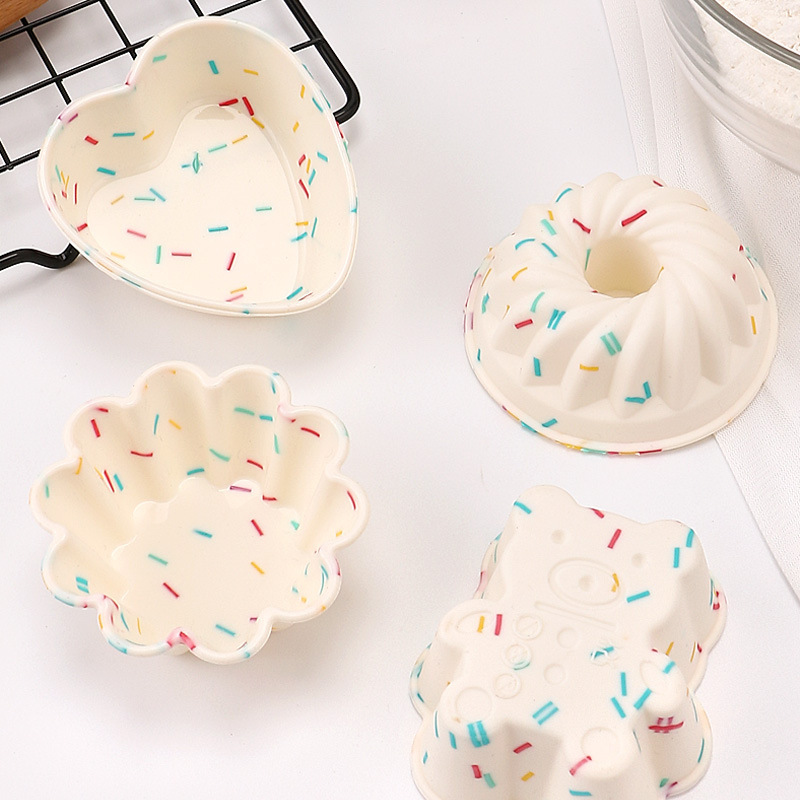Kitchen Baking Utensils - Cetakan kue Muffin silikon berwarna 4