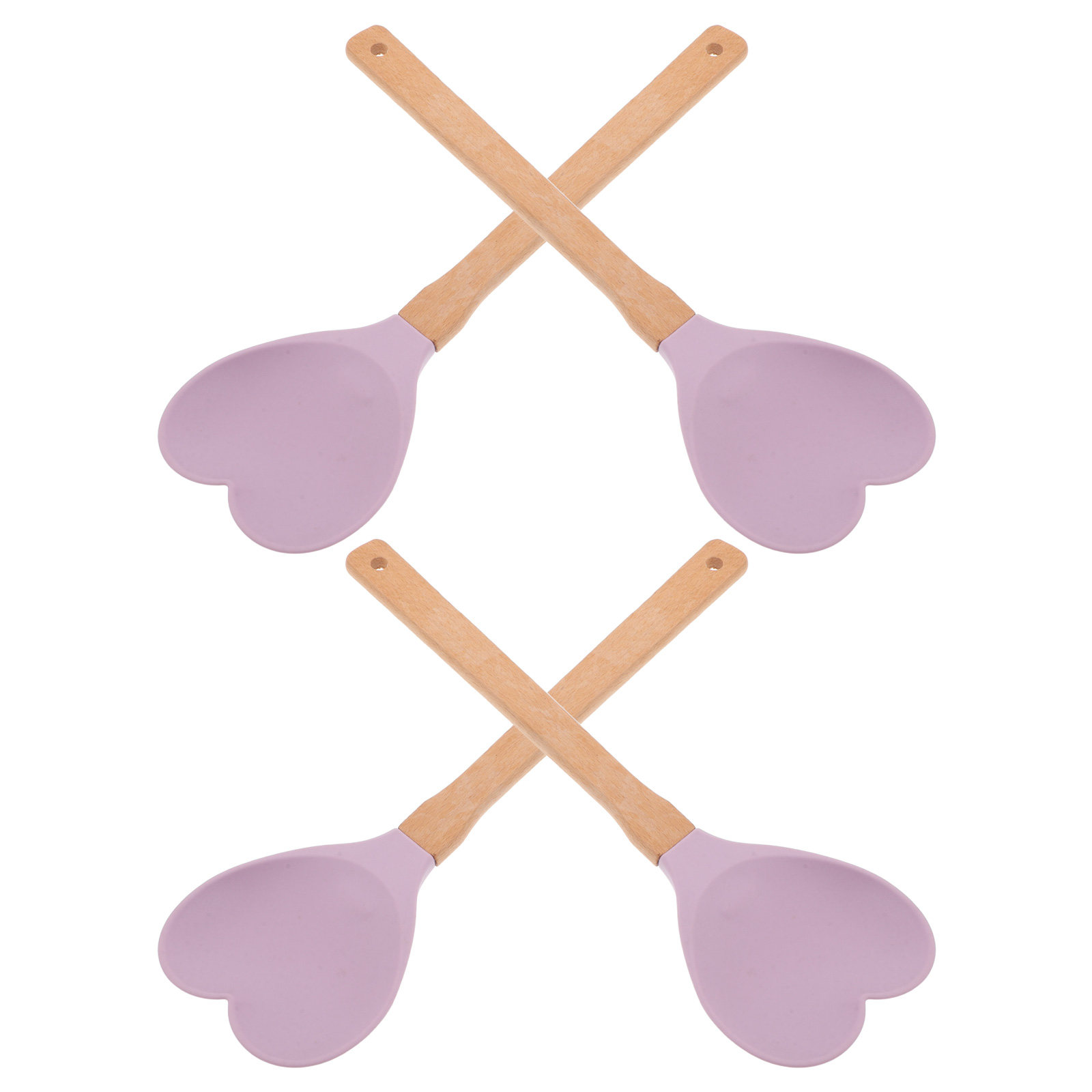 Kitchen Baking Utensils - Spatula Silikon Berbentuk Hati Gagang Kayu