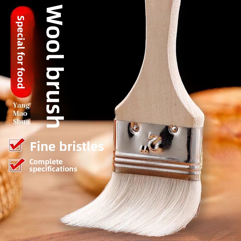 Sikat Wol Gagang Kayu Bulu Lem - Kitchen Baking Utensils ulasan dan harga