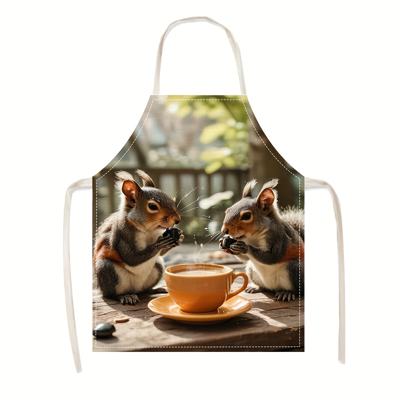 Celemek Linen Motif Tupai dan  - Kitchen Baking Gift Ideas ulasan dan harga